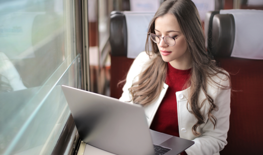 woman in alternative work space